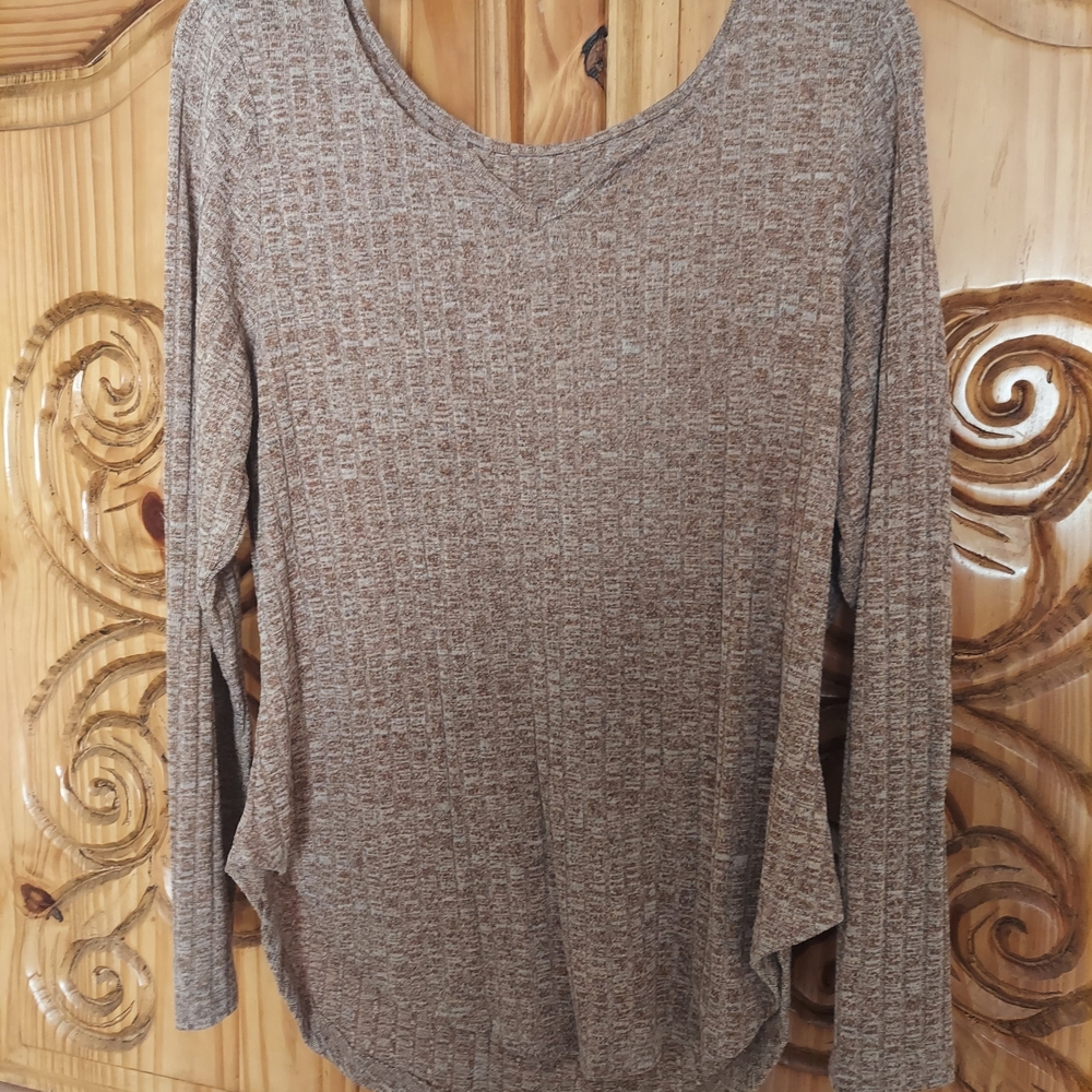 Brown Long Sleeve Knit Top